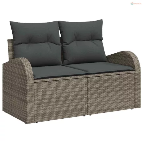 Kerti Kanapé Szett párnával 13 pcs Szürke polirattan