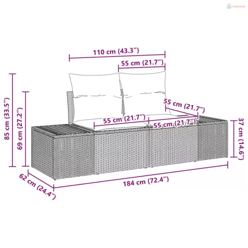 Kerti Kanapé Szett párnával 13 pcs Bézs polirattan