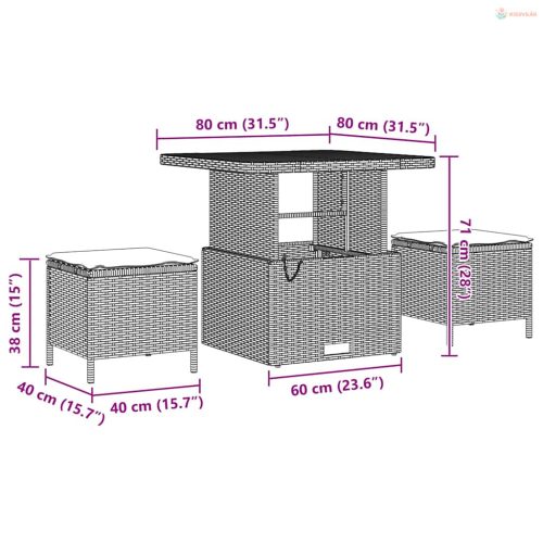 Kerti Kanapé Szett párnával 13 pcs Beige és krém