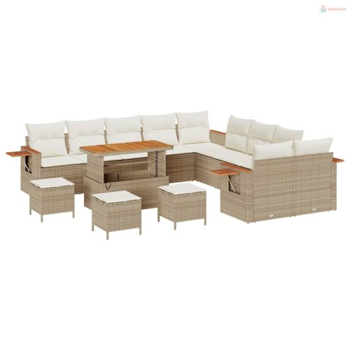Kerti Kanapé Szett párnával 14 pcs Beige és krém