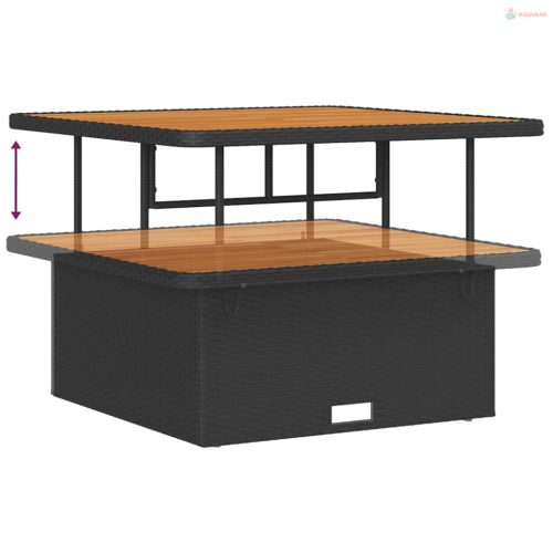 Kerti Kanapé Szett párnával 13 pcs Fekete és Krém polirattan