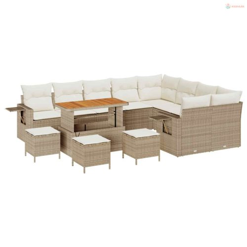 Kerti Kanapé Szett párnával 13 pcs Beige és krém polirattan