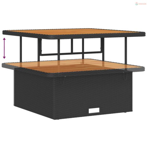 Kerti Kanapé Szett párnával tárolóval 13 pcs Fekete polirattan