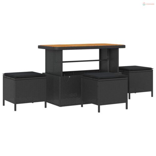 Kerti Kanapé Szett párnával tárolóval 14 pcs Fekete polirattan