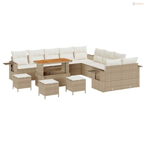 Kerti Kanapé Szett párnával tárolóval 14 pcs Bézs polirattan