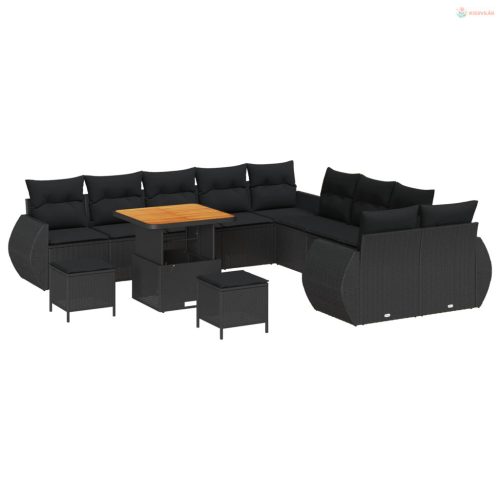Kerti Kanapé Szett párnával tárolóval 13 pcs Fekete