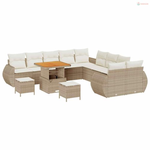 Kerti Kanapé Szett párnával tárolóval 13 pcs bézs és krémszínű