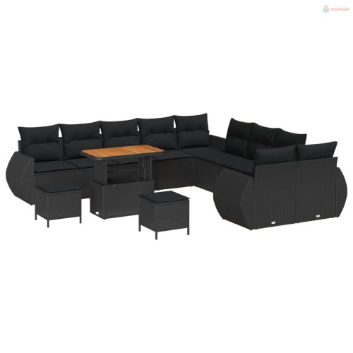 Kerti Kanapé Szett párnával tárolóval 13 pcs Fekete