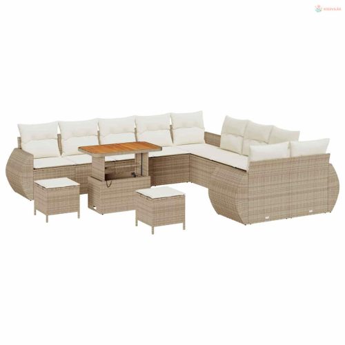 Kerti Kanapé Szett párnával tárolóval 13 pcs bézs és krémszínű