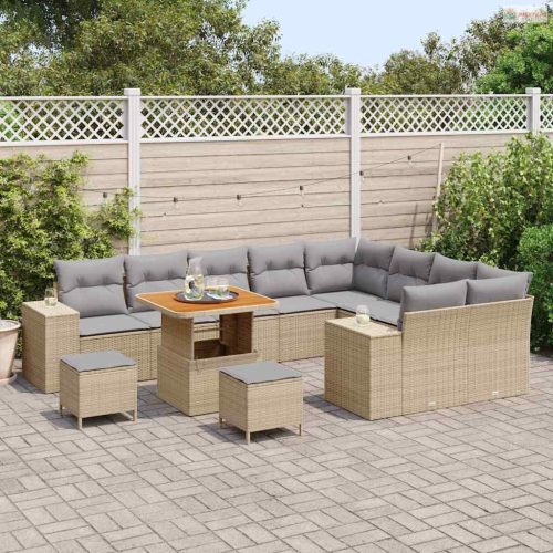 Kerti Kanapé Szett párnával 12 pcs Beige és Világosszürke