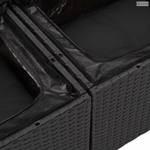 Kerti Kanapé Szett párnával 13 pcs Fekete polirattan