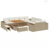 Kerti Kanapé Szett párnával 13 pcs Beige és krém polirattan