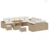 Kerti Kanapé Szett párnával 13 pcs Beige és krém polirattan