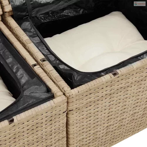 Kerti Kanapé Szett párnával 14 pcs Beige és krém polirattan