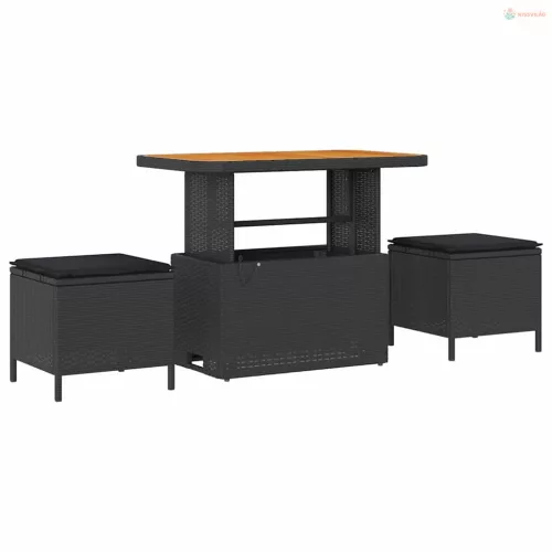 Kerti Kanapé Szett párnával tárolóval párnával 12 pcs Fekete