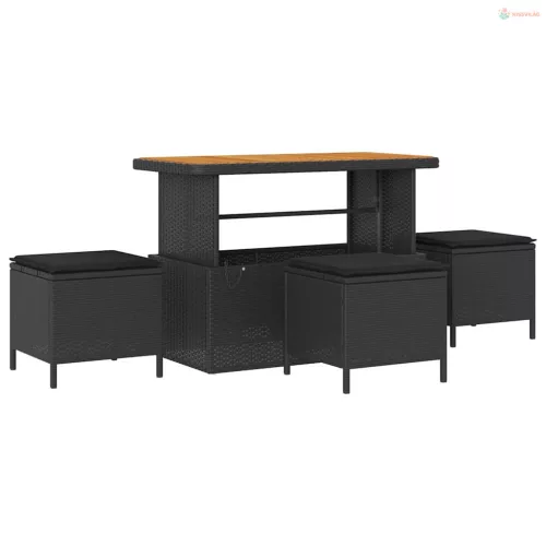 Kerti Kanapé Szett párnával tárolóval párnával 13 pcs Fekete