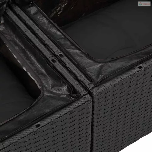 Kerti Kanapé Szett párnával tárolóval párnával 13 pcs Fekete