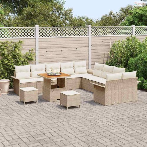 Kerti Kanapé Szett párnával tárolóval 13 pcs Beige és krém