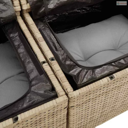 Kerti Kanapé Szett párnával 12 pcs Beige és Világosszürke