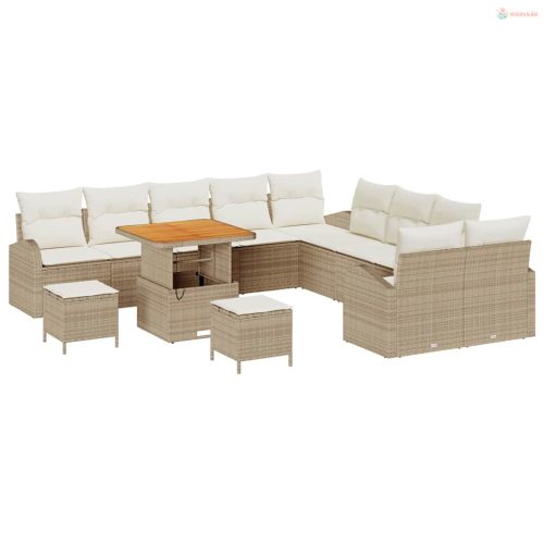 Kerti Kanapé Szett párnával tárolóval 13 pcs Beige és krém