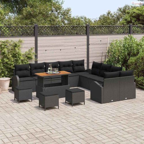 Kerti Kanapé Szett párnával tárolóval 14 pcs Fekete