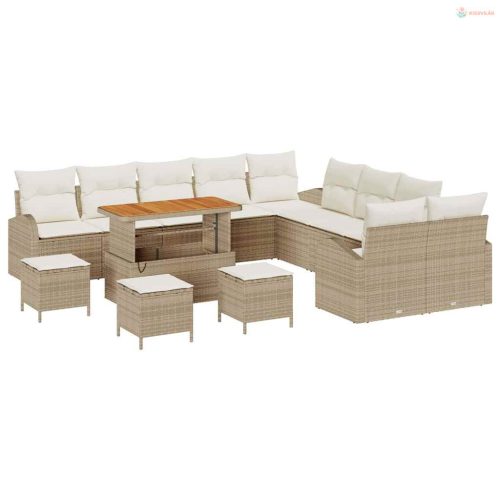 Kerti Kanapé Szett párnával tárolóval 14 pcs Beige és krém