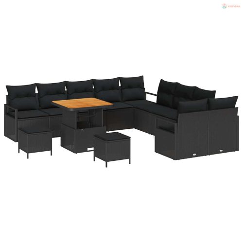 Kerti Kanapé Szett párnával tárolóval 13 pcs Fekete