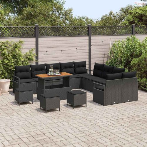 Kerti Kanapé Szett párnával tárolóval 14 pcs Fekete