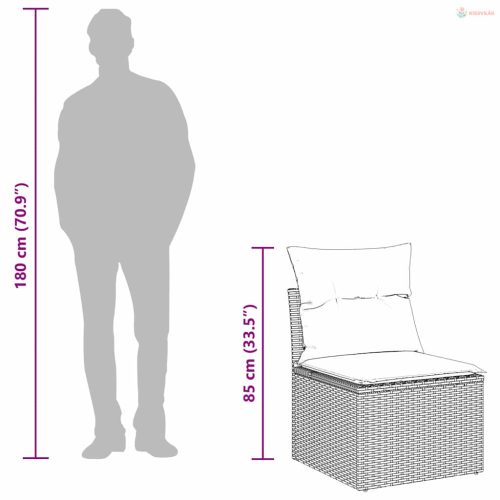 Kerti Kanapé Szett párnával tárolóval 12 pcs Fekete Poli rattan