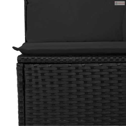 Kerti Kanapé Szett párnával tárolóval 12 pcs Fekete Poli rattan