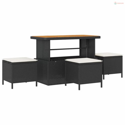 Kerti Kanapé Szett párnával tárolóval 13 pcs Fekete Poli rattan