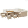 Kerti Kanapé Szett párnával tárolóval 13 pcs Bézs Poli rattan