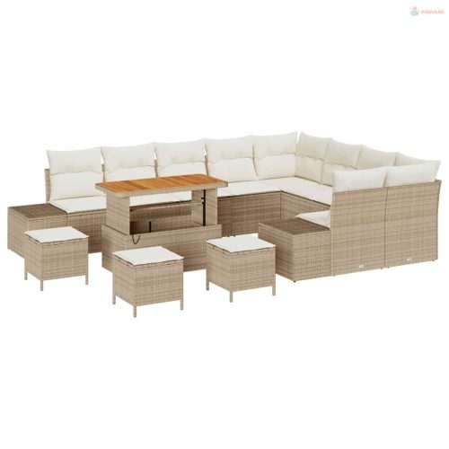 Kerti Kanapé Szett párnával tárolóval 13 pcs Bézs Poli rattan