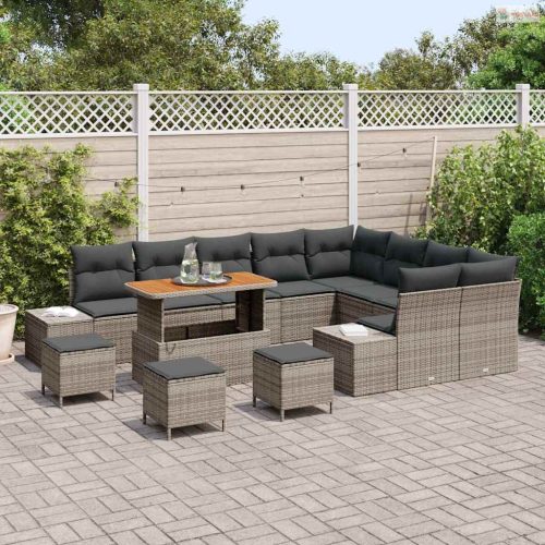 Kerti Kanapé Szett párnával tárolóval 13 pcs Szürke Poli rattan