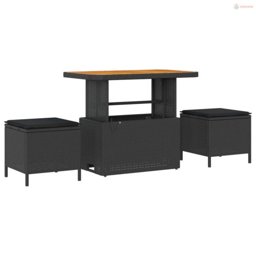 Kerti Kanapé Szett párnával tárolóval 12 pcs Fekete Poli rattan