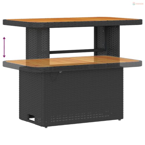 Kerti Kanapé Szett párnával tárolóval 12 pcs Fekete Poli rattan