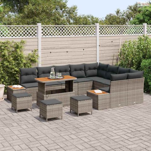 Kerti Kanapé Szett párnával tárolóval 13 pcs Szürke Poli rattan