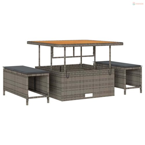 Kerti Kanapé Szett párnával tárolóval 13 pcs Szürke Poli rattan