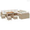 Kerti Kanapé Szett párnával 18 pcs Beige és krém polirattan