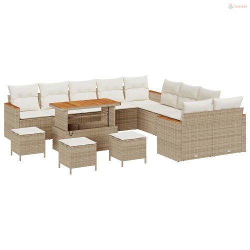 Kerti Kanapé Szett párnával 18 pcs Beige és krém polirattan