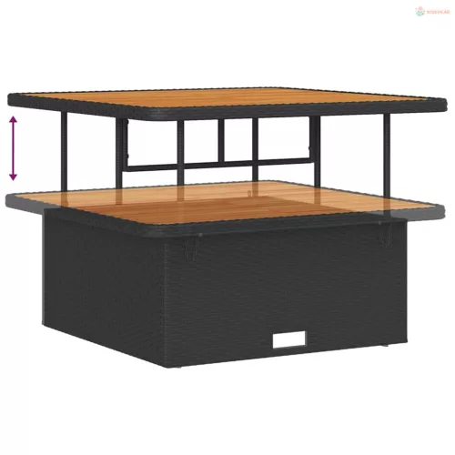 Kerti Kanapé Szett párnával 18 pcs Fekete és Krém polirattan