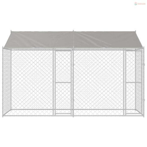Kutya ketrec tetővel Ezüst 400 x 200 x 256 cm Acél és PE