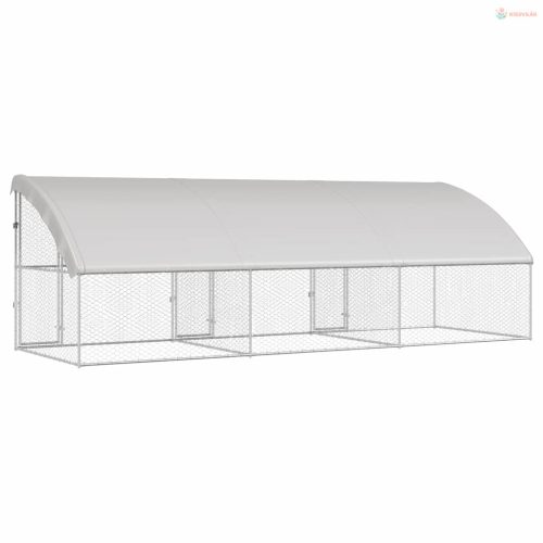 Kutyaház tárolóval 3 pcs Ezüst 6 x 2 x 2 m Horganyzott acél