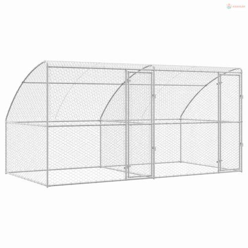 Kutyaház tárolóval 2 pcs Ezüst 4 x 2 x 2 m Horganyzott acél