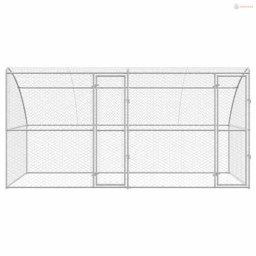 Kutyaház tárolóval 2 pcs Ezüst 4 x 2 x 2 m Horganyzott acél