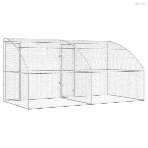 Kutyaház tárolóval 2 pcs Ezüst 4 x 2 x 2 m Horganyzott acél