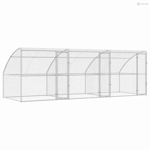 Kutyaház tárolóval 3 pcs Ezüst 6 x 2 x 2 m Horganyzott acél