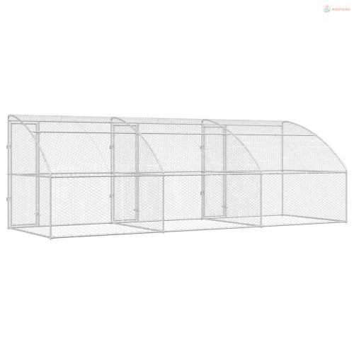 Kutyaház tárolóval 3 pcs Ezüst 6 x 2 x 2 m Horganyzott acél