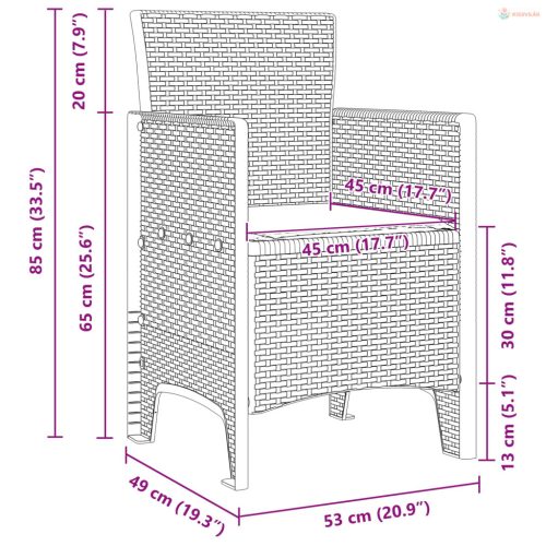 Kerti étkező szett párnákkal párnával 17 pcs Barna PP