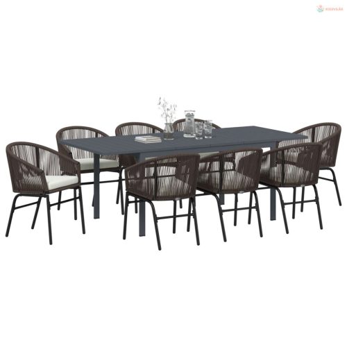 Kert étkező szett 9 pcs Barna polirattan